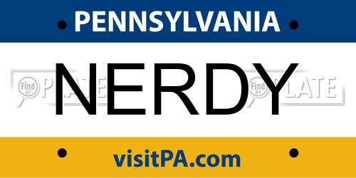 NERDY Pennsylvania License Plate