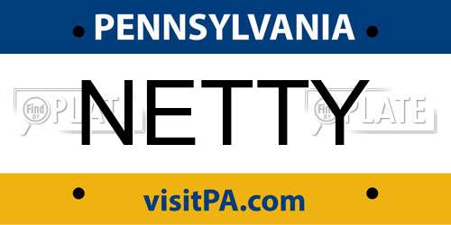 NETTY Pennsylvania License Plate
