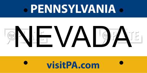 NEVADA Pennsylvania License Plate