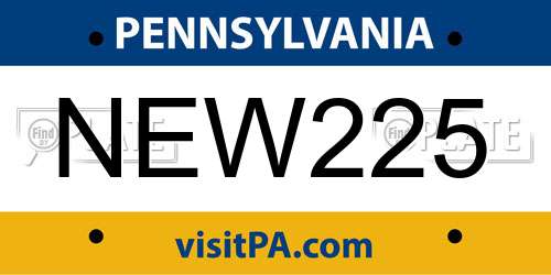 NEW225 Pennsylvania License Plate