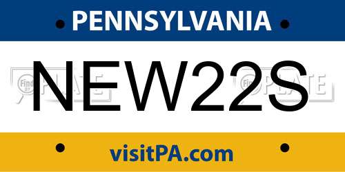 NEW22S Pennsylvania License Plate