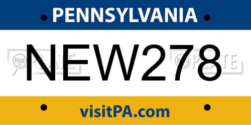 NEW278 Pennsylvania License Plate
