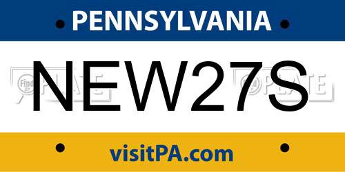 NEW27S Pennsylvania License Plate