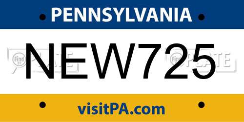 NEW725 Pennsylvania License Plate