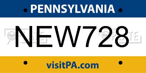 NEW728 Pennsylvania License Plate