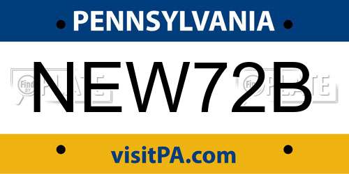 NEW72B Pennsylvania License Plate