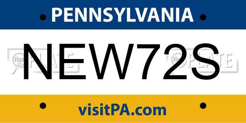 NEW72S Pennsylvania License Plate
