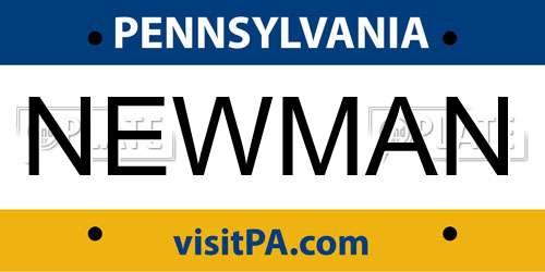 NEWMAN Pennsylvania License Plate