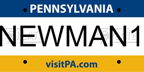 NEWMAN1 Pennsylvania License Plate