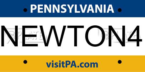 NEWTON4 Pennsylvania License Plate