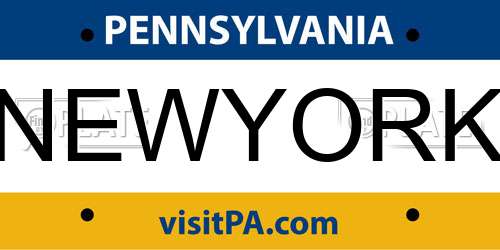 NEWYORK Pennsylvania License Plate