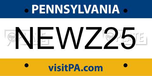 NEWZ25 Pennsylvania License Plate