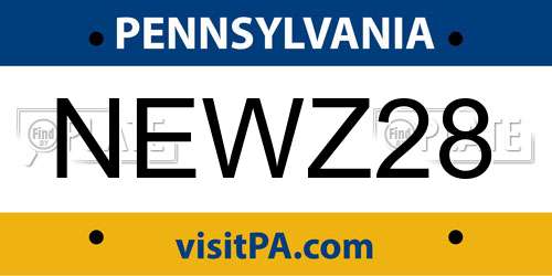 NEWZ28 Pennsylvania License Plate