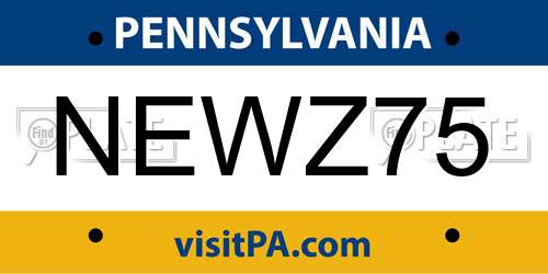 NEWZ75 Pennsylvania License Plate