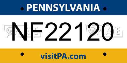 NF22120 Pennsylvania License Plate