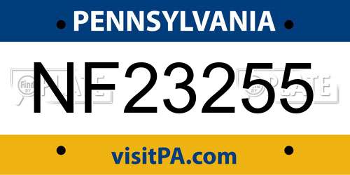 NF23255 Pennsylvania License Plate