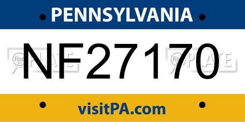 NF27170 Pennsylvania License Plate