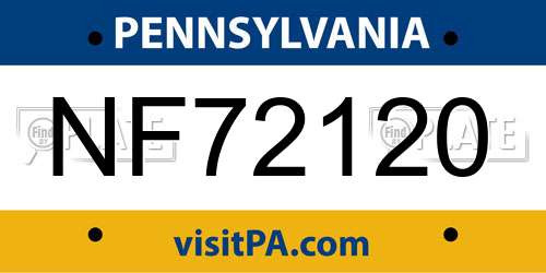 NF72120 Pennsylvania License Plate