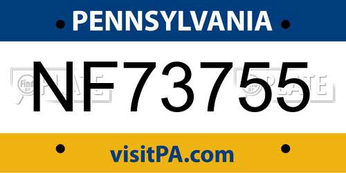 NF73755 Pennsylvania License Plate