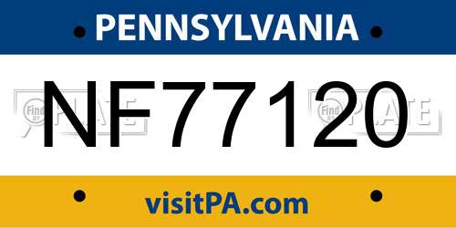 NF77120 Pennsylvania License Plate