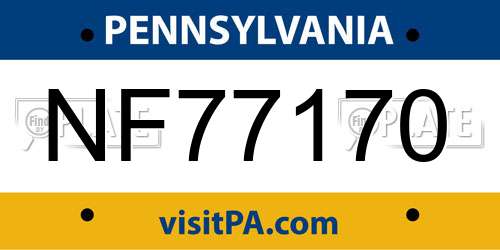 NF77170 Pennsylvania License Plate
