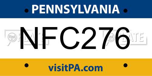 NFC276 Pennsylvania License Plate