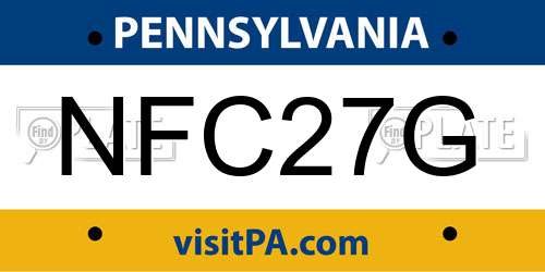 NFC27G Pennsylvania License Plate