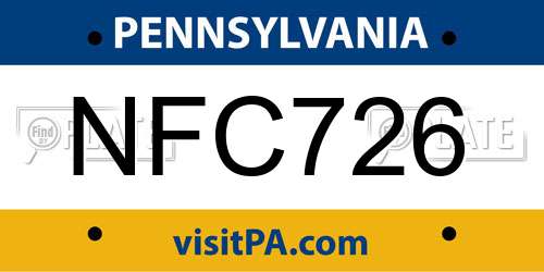 NFC726 Pennsylvania License Plate