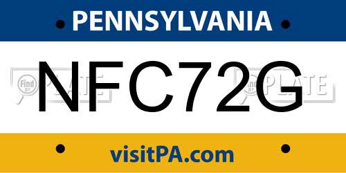NFC72G Pennsylvania License Plate