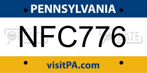 NFC776 Pennsylvania License Plate