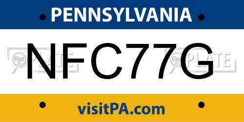 NFC77G Pennsylvania License Plate