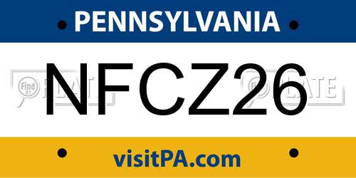 NFCZ26 Pennsylvania License Plate