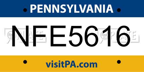 NFE5616 Pennsylvania License Plate