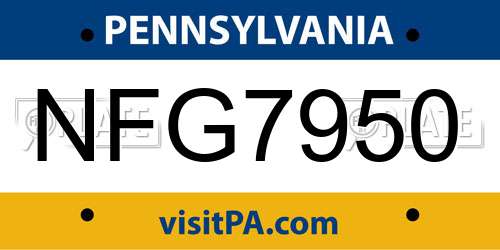 NFG7950 Pennsylvania License Plate