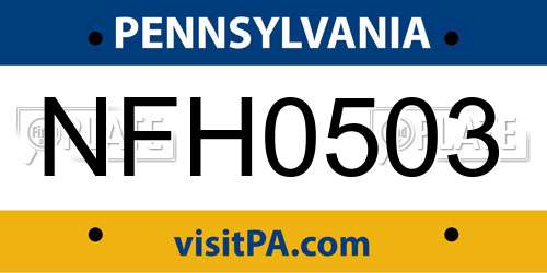 NFH0503 Pennsylvania License Plate