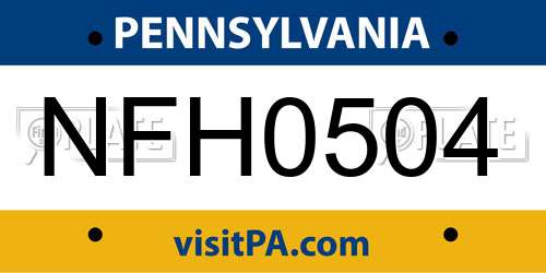 NFH0504 Pennsylvania License Plate