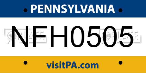 NFH0505 Pennsylvania License Plate