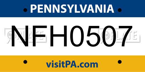 NFH0507 Pennsylvania License Plate