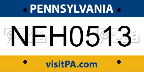 NFH0513 Pennsylvania License Plate