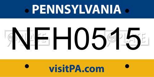 NFH0515 Pennsylvania License Plate