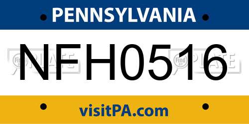 NFH0516 Pennsylvania License Plate