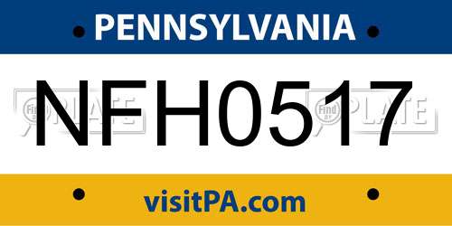 NFH0517 Pennsylvania License Plate