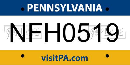 NFH0519 Pennsylvania License Plate