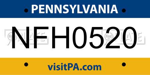 NFH0520 Pennsylvania License Plate