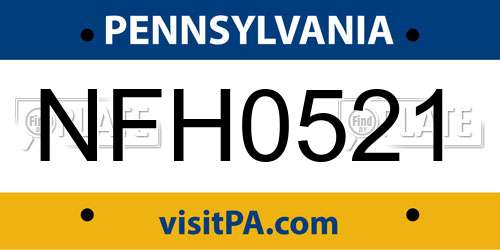 NFH0521 Pennsylvania License Plate