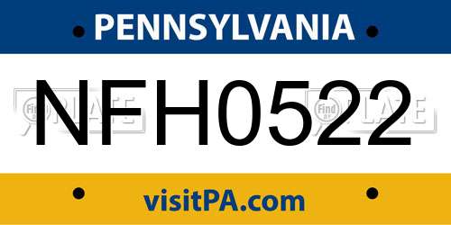 NFH0522 Pennsylvania License Plate