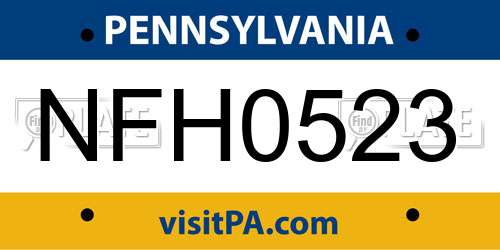 NFH0523 Pennsylvania License Plate