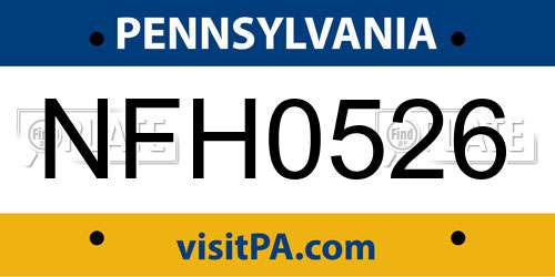 NFH0526 Pennsylvania License Plate