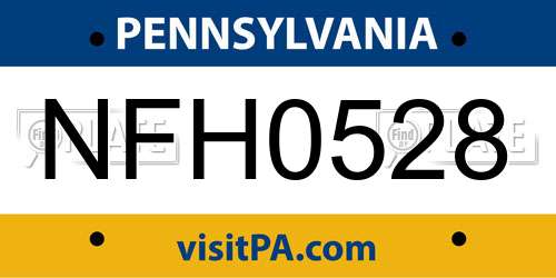 NFH0528 Pennsylvania License Plate