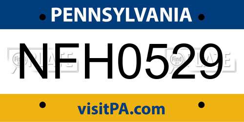 NFH0529 Pennsylvania License Plate